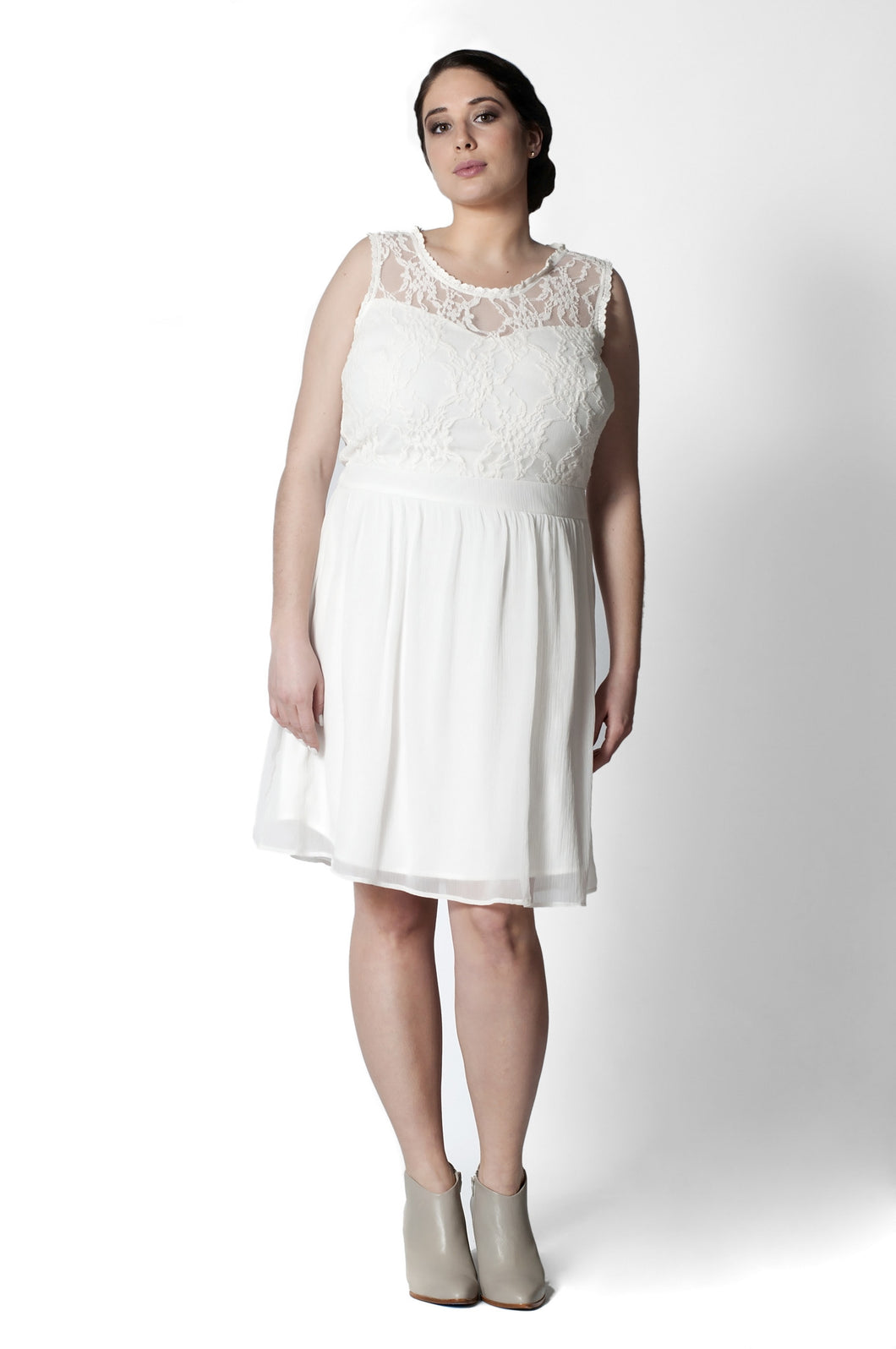 White A-line Sleeveless Dress