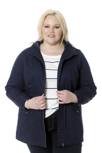 Navy Hooded Anorak Style Jacket