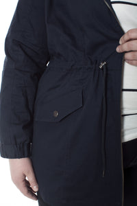 Navy Hooded Anorak Style Jacket