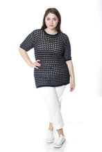 Navy and Silver Knitted Pullover