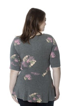 Grey Floral Peplum Top