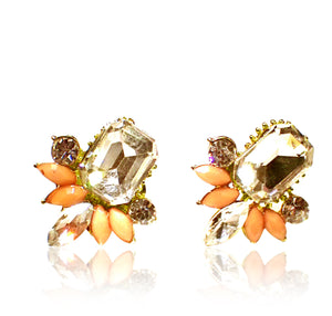 coral crystal studs