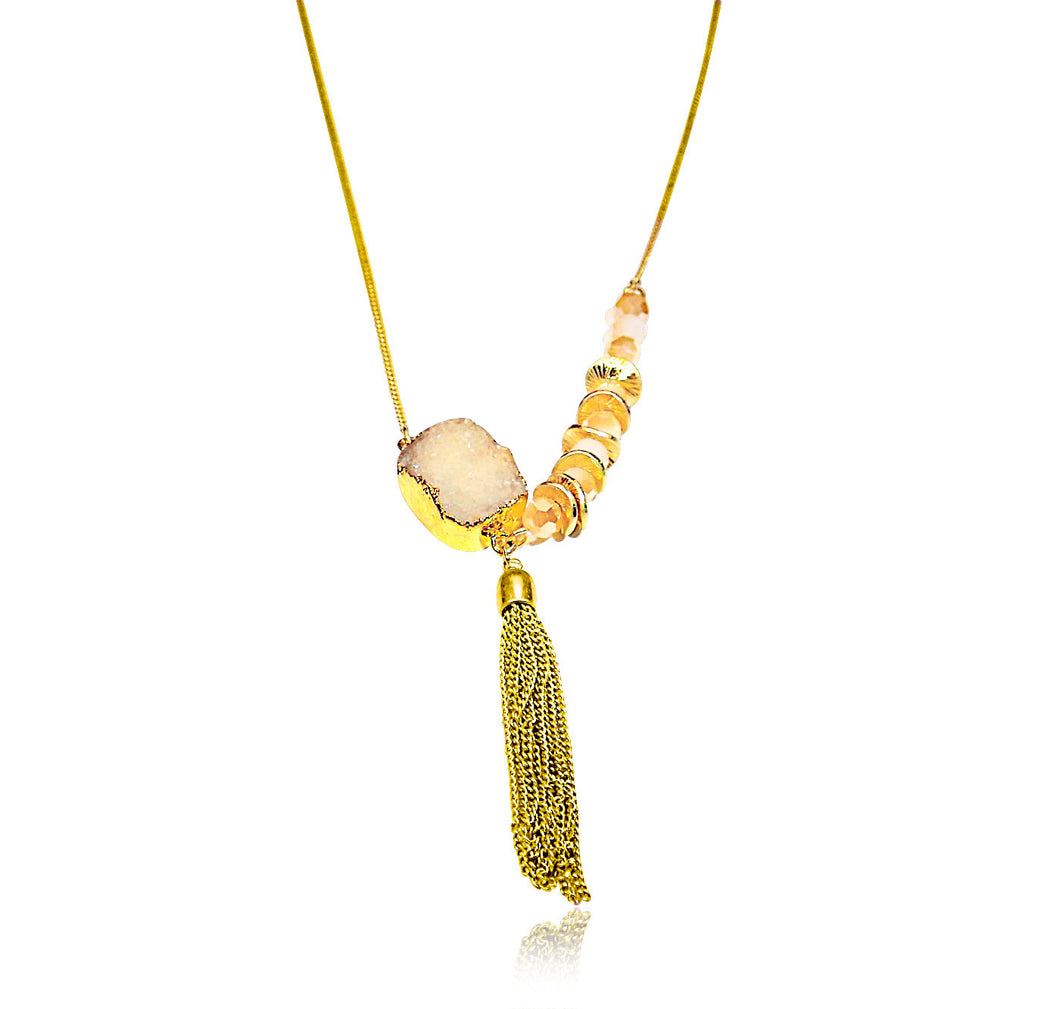 tassel and stone necklace